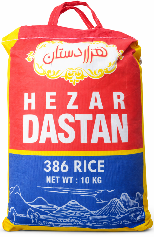 برنج پاکستانی درجه یک ۳۸۶ اورجینال هزار دستان در بسته بندی ۱۰ کیلوگرمی